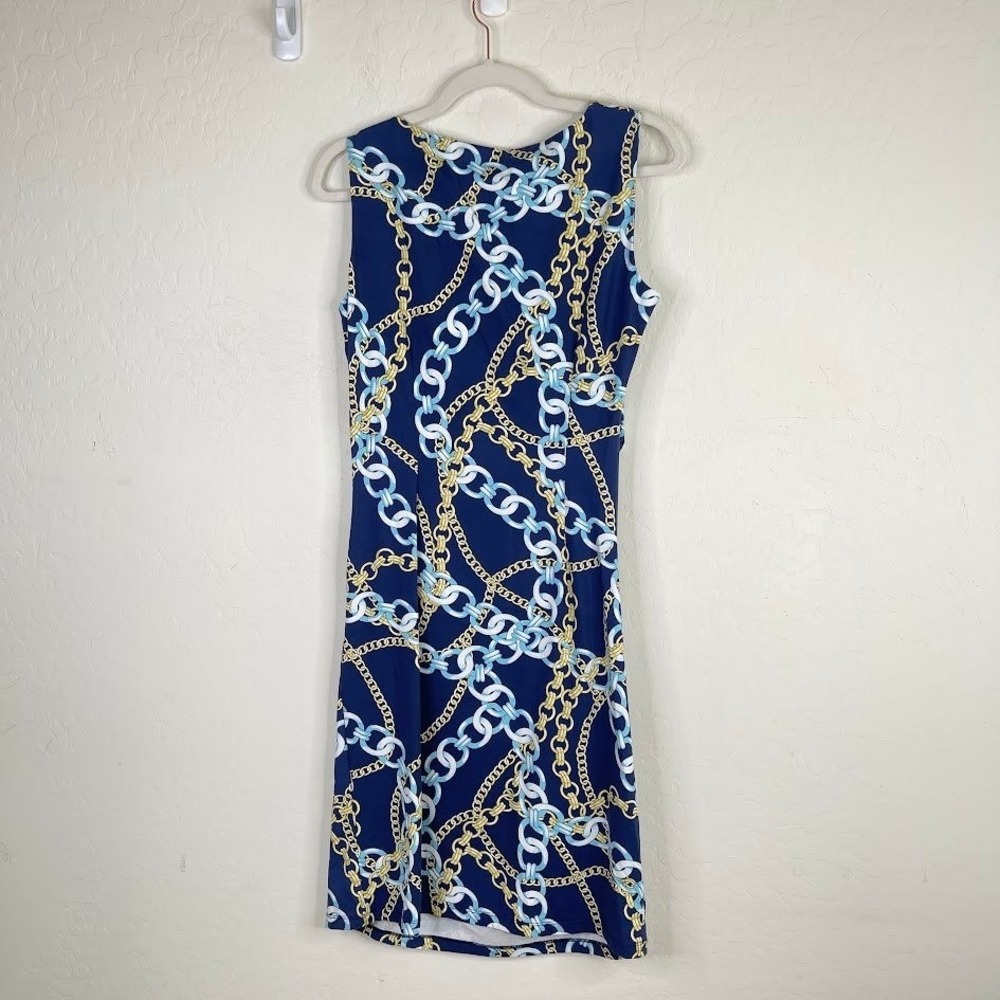 NEW J McLaughlin Catalina Cloth Chain Print Sheath‎ Dress Preppy Coastal Size M - Picture 5 of 12